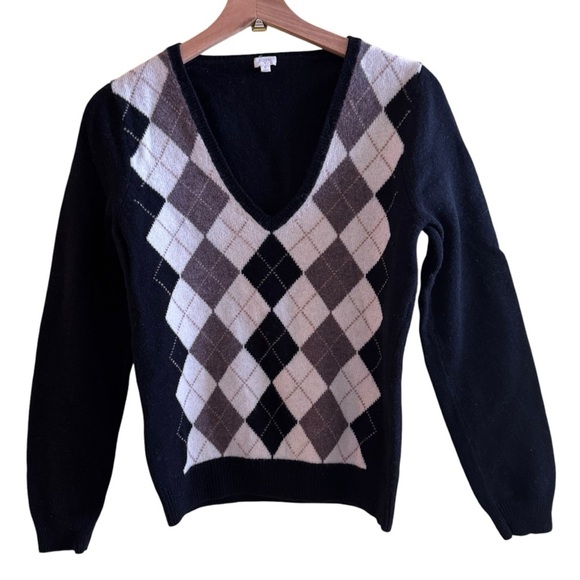 J Crew Merino Lambs Wool Argyle Sweater L - Picture 2 of 8